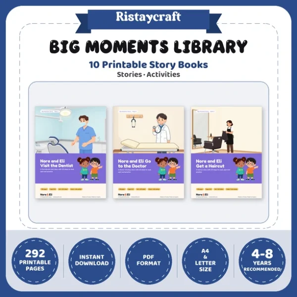 10 Social Narrative Books Bundle for Kids | Big Moments Library Ages 4–8 | Printable Big Moment Stories Activities