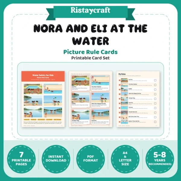 Water Safety for Kids Picture Rule Cards | Printable Visual Sequence Cards for Kids Ages 5–8 | Safety Rules Companion