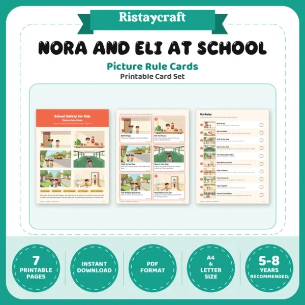 School Safety for Kids Picture Rule Cards | Printable Visual Sequence Cards for Kids Ages 5–8 | Safety Rules Companion