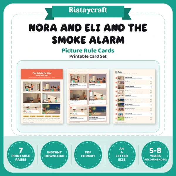 Fire Safety for Kids Picture Rule Cards | Printable Visual Sequence Cards for Kids Ages 5–8 | Safety Rules Companion