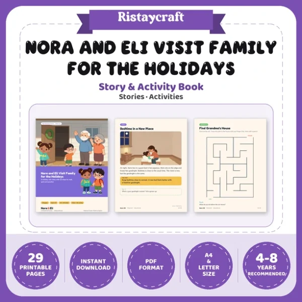 Holiday Travel and Visiting Family Social Narrative for Kids | 29-Page Printable Big Moment Story Ages 4–8 | Car Trip Relatives Activities
