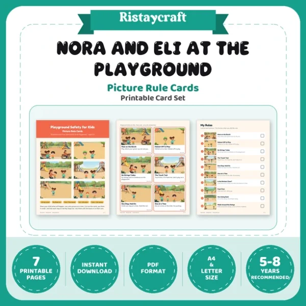 Playground Safety for Kids Picture Rule Cards | Printable Visual Sequence Cards for Kids Ages 5–8 | Safety Rules Companion