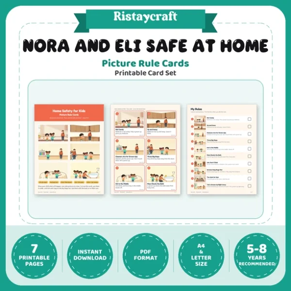 Home Safety for Kids Picture Rule Cards | Printable Visual Sequence Cards for Kids Ages 5–8 | Safety Rules Companion
