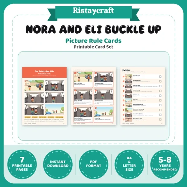 Car Safety for Kids Picture Rule Cards | Printable Visual Sequence Cards for Kids Ages 5–8 | Safety Rules Companion
