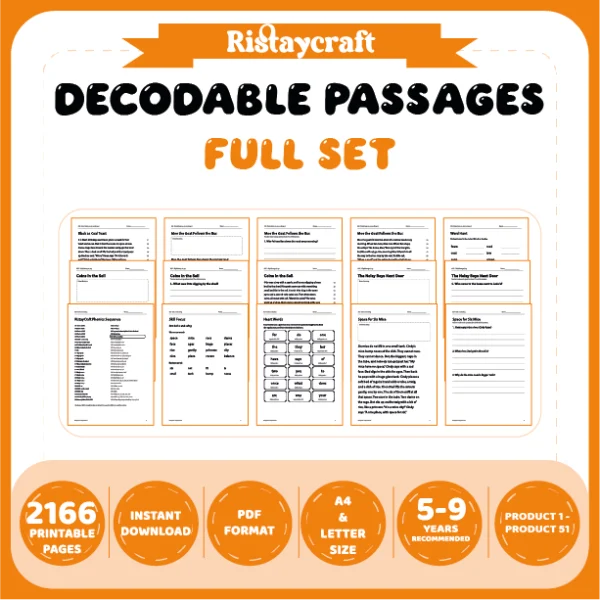 Decodable Readers Complete Set: All 51 Packs | 51 Phonics Packs, 484 Stories | Printable PDF