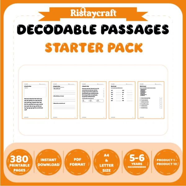 Decodable Readers Bundle 1: Beginning Phonics | 10 Phonics Packs, 80 Stories | Printable PDF